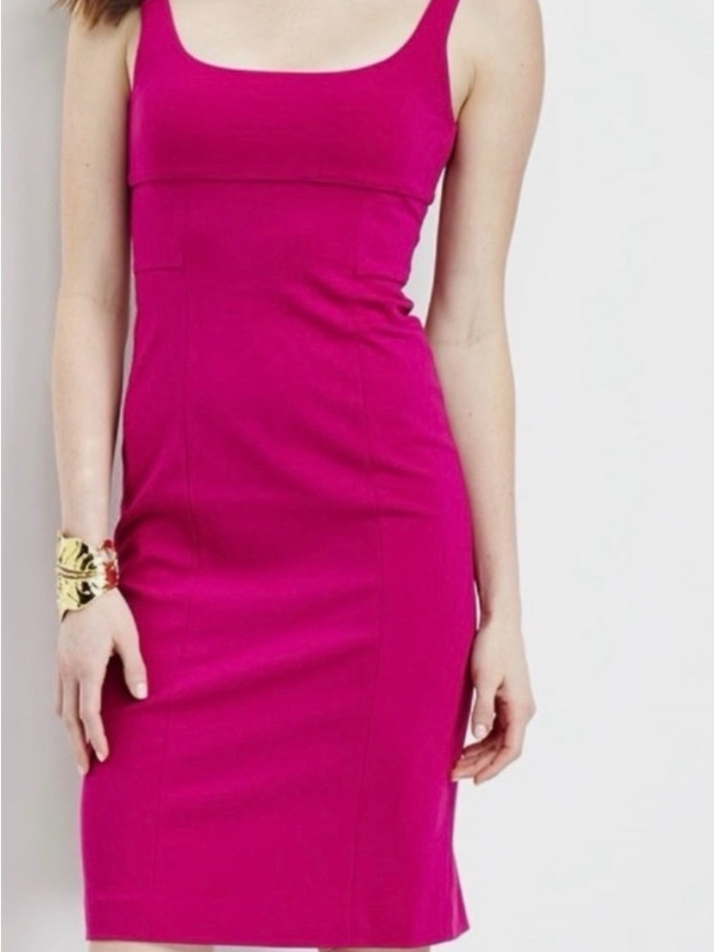 Diane von Furstenberg Magenta Square Neck Bodycon Midi Dress Ponte Thick Knit